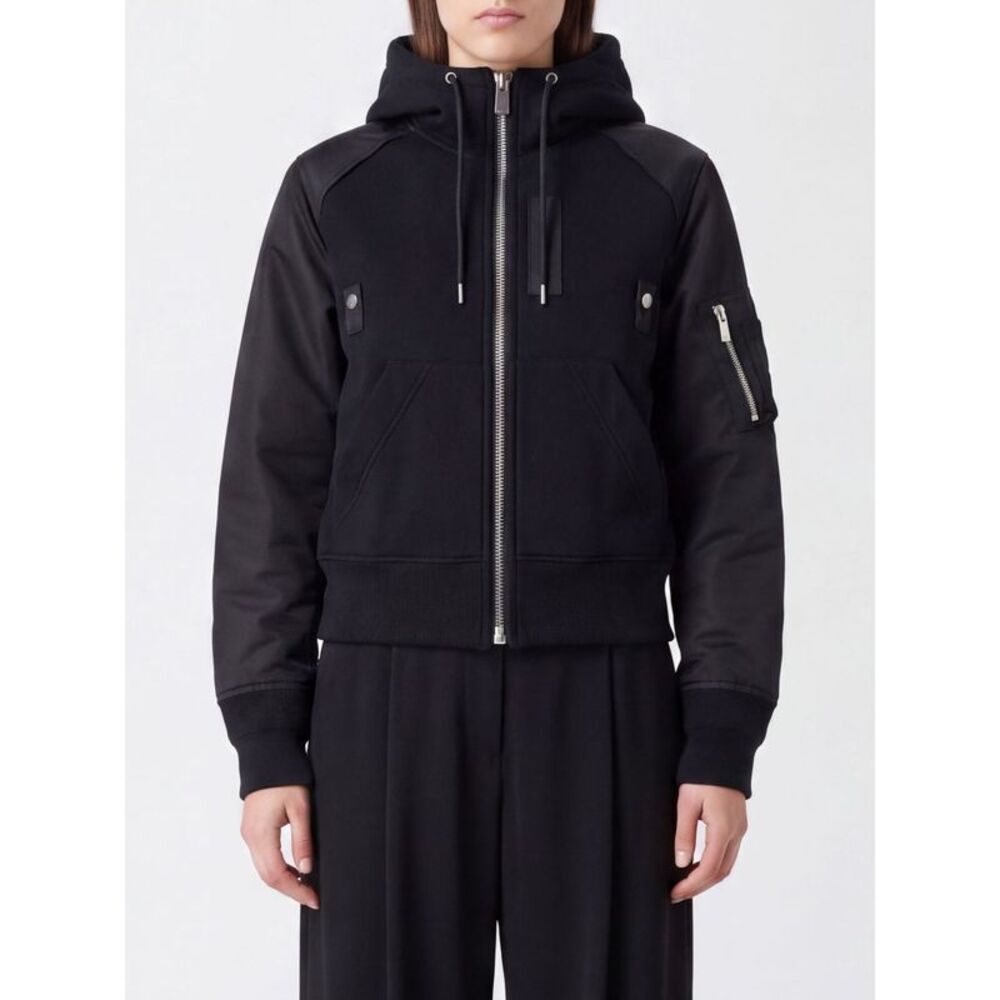 Sacai Women Nylon And Twill Sacai Zip-Up Hoodie With High Neck
